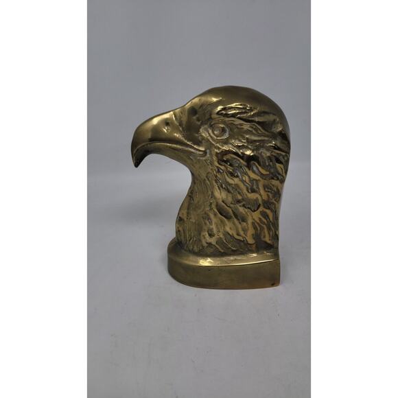 Eagle Head PAIR VTG Bookend or Brass Door Stopper Heavy "MadMen" 1950's Federal - Picture 11 of 13